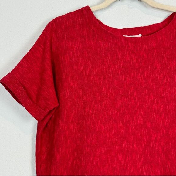 Eileen Fisher Red Linen Cotton Short Sleeve Sweater PM - Picture 2 of 7